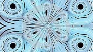 3d render. Abstract pattern. Kaleidoscope effect with symmetrical structure with round thing like rings or circles