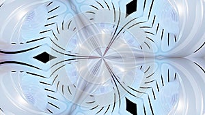 3d render abstract pattern. Kaleidoscope effect with symmetrical structure with round thing like rings or circles