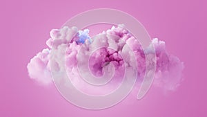 3d render, abstract pink background with pink fluffy cloud. Minimal wallpaper