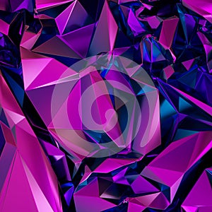 3d render, abstract purple crystal background, polygonal faceted structure, metallic texture, iridescent crystallized wallpaper,