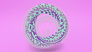 3d render Abstract ring rotating. Moebius ring. White clean rings animation. Motion design. Smooth hypnotic pattern