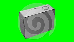 3d render action camera on a green background