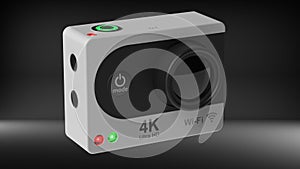 3d render action camera on white background