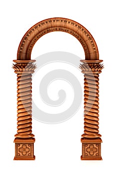 3d render ancient arch in wood style