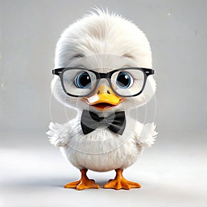 3d render of a animal character cartoon duck wearing glasses