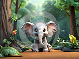 3d render of a animal character cartoon elephant