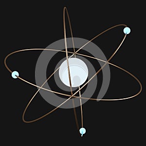 3d render of Atom model structure that has nucleus in the middle and surround with proton, neutron, and electron