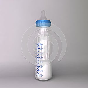 A 3D render of a baby bottle