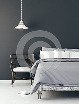 3d render of beautiful bedroom close-up