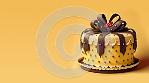3D Render, Beautiful Colorful Cake With Chocolate Loopy