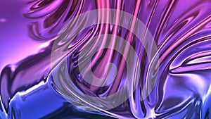 3D render beautiful folds of foil with gradient iridescent blue red color in full screen, as clean fabric abstract