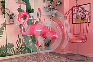 3d render of beauty center, pink color design