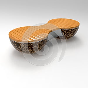 3d render bench GeoSphere vason double stand marble dark brown