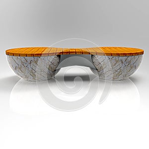 3d render bench GeoSphere vason double stand Marble white gold