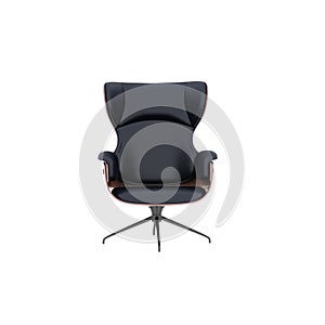3d render of black leather armchair