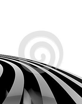 3d render black line. White isolated background.