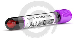 3d render of  blood sample with tumor marker test