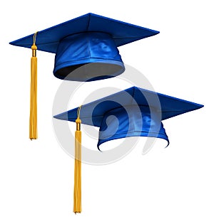 3D render of blue graduation cap