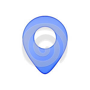 3D render blue map pointer minimal icon isolated on white background vector illustration