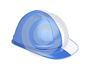 3D render of blue safety helmet