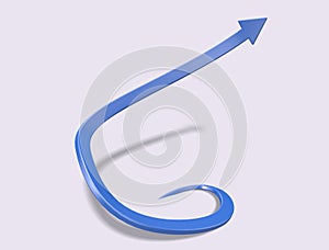 3d render Blue spiral arrow. illustration on white background