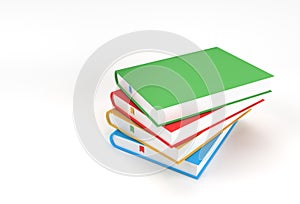 3D Render Books stack of book covers colorful textbook bookmark Design