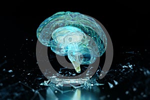 3d render brain technology hologram