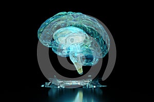 3d render brain technology hologram