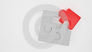 3D render of Brainstorming teamwork concept. Jigsaw puzzle pieces icon collaboration