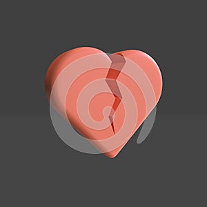 3d render Broken Heart with pastel color