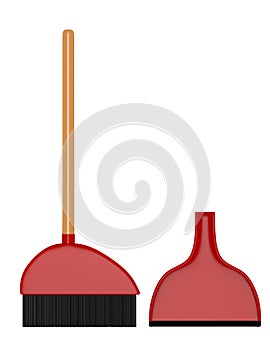 3d Render of a Broom and Dust Pan