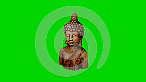 3d render of buddha statue rotate 360 degrees on green screen