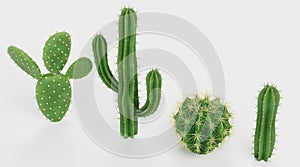 3D Render of Cactuses Set