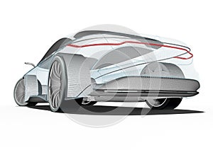 3D render of  a car representing car development