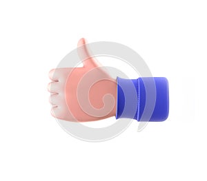 3d render, cartoon character customer hand thumb up, like gesture isolated on white background