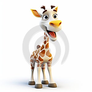 3d Render Cartoon Giraffe With Big Grin - Vray Style