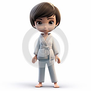 3d Render Cartoon Of Little Boy In Shin Robe - Wlop Style
