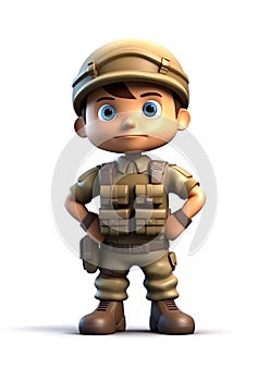 3D Render of Cartoon Soldier Character