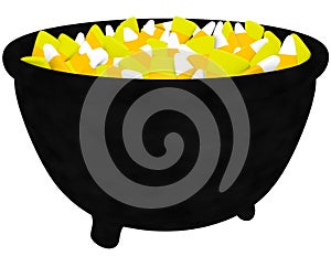 3d Render of a Cauldron Filled with Candy Corn