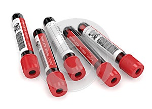3d render of CBC blood tubes over white