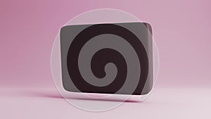 3d render of cinema play icon. online streaming on demand video service. pink green rotating icon