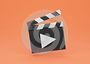 3d Render Clapperboard or Film Slate with Play Button