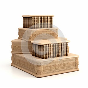 3d Render Of Classical Architecture Style Bookcase With Ottoman Caliphate Design