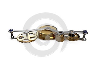 3D render clockwork gear train cogs