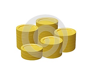 3D render collection of golden stacks