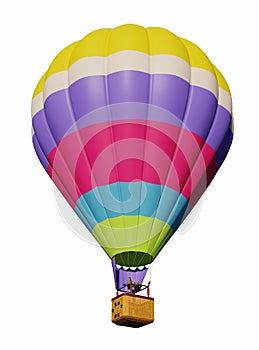 3d render, color hot air balloon, isolated white