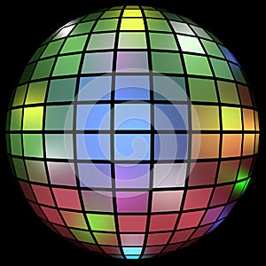 3d Render of a Colorful Disco Ball