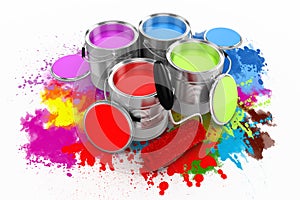 3d render of colorful paint bucket