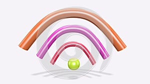 3D render colorful wifi icon on white background