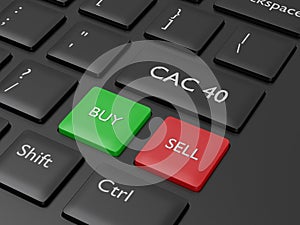 3d render of computer keyboard with CAC 40 index button